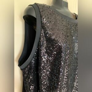 NWT RACHEL Rachel Roy Black Tiny Sequin Encrusted Tank Top. 3X. Black back